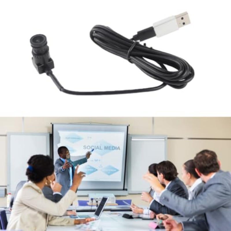 كاميرا ويب صغيرة بمنفذ USB للتوصيل والتشغيل بدقة 1080 بكسل لعقد مؤتمرات الفيديو، لون أسود بلاستيكي، تصميم مضغوط مع ميكروفون مدمج وتركيز ثابت - Image 3