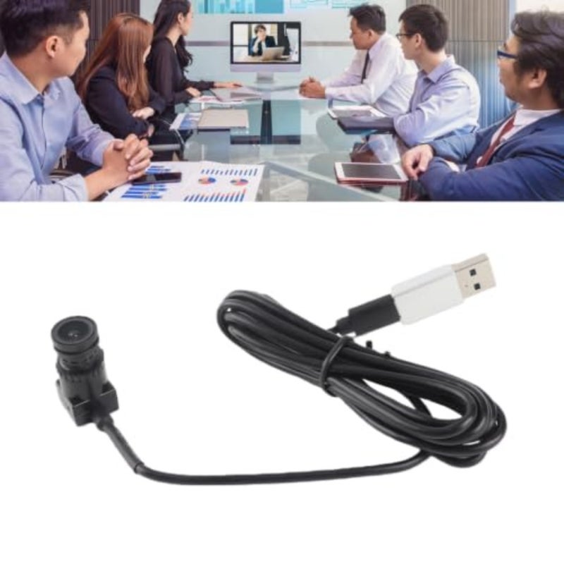 كاميرا ويب صغيرة بمنفذ USB للتوصيل والتشغيل بدقة 1080 بكسل لعقد مؤتمرات الفيديو، لون أسود بلاستيكي، تصميم مضغوط مع ميكروفون مدمج وتركيز ثابت - Image 2