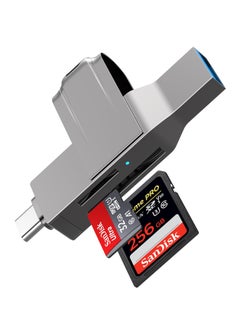 Excefore USB C and USB 3.0 SD Card Reader, 2-in-1 Zinc Alloy Card Reader for SDXC, SDHC, MMC, RS-MMC, Micro SDXC, Micro SD, Micro SDHC, UHS-I Cards Compatible with iPhone 15, MacBook, iPad and Android  - Image 1