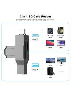 Excefore USB C and USB 3.0 SD Card Reader, 2-in-1 Zinc Alloy Card Reader for SDXC, SDHC, MMC, RS-MMC, Micro SDXC, Micro SD, Micro SDHC, UHS-I Cards Compatible with iPhone 15, MacBook, iPad and Android  - Image 3