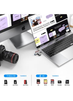 Excefore USB C and USB 3.0 SD Card Reader, 2-in-1 Zinc Alloy Card Reader for SDXC, SDHC, MMC, RS-MMC, Micro SDXC, Micro SD, Micro SDHC, UHS-I Cards Compatible with iPhone 15, MacBook, iPad and Android  - Image 4
