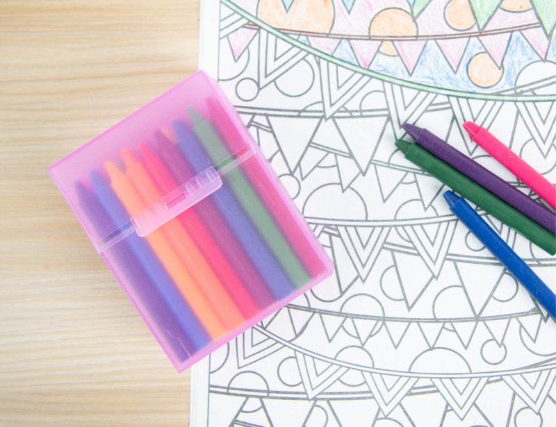 It's Academic Crayon Box with Hinged Lid and Snap Closure, Clear, Purple, and Green Plastic, 16-Pack (Colors May Vary) - Image 4