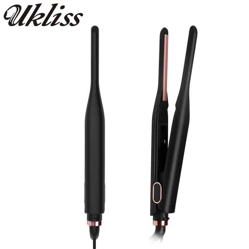 UKLISS Small Flat Iron for Short Hair, Temperature Adjustable Pencil Flat Iron Fast Heat Up, 3/10 Inch Beard Straightening Iron - Image 1