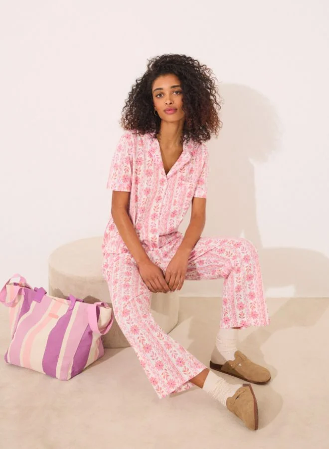 women'secret Capri classic pyjamas 100% cotton flowers