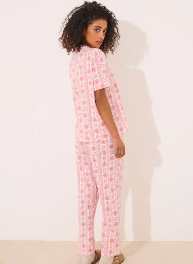 women'secret Capri classic pyjamas 100% cotton flowers