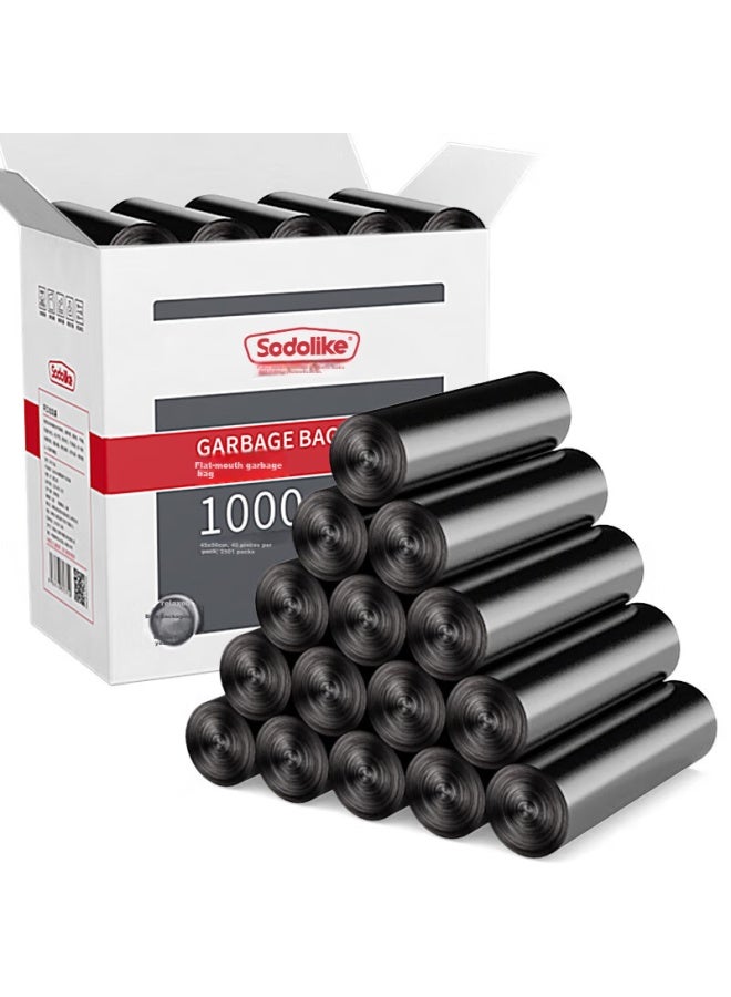 Sodolike Shangdao Flat-top Garbage Bags, 1000 Count, 0.8 Microns Thick, Black, 45*50cm, Perforated, For Kitchen, Bedroom, Living Room - Image 1
