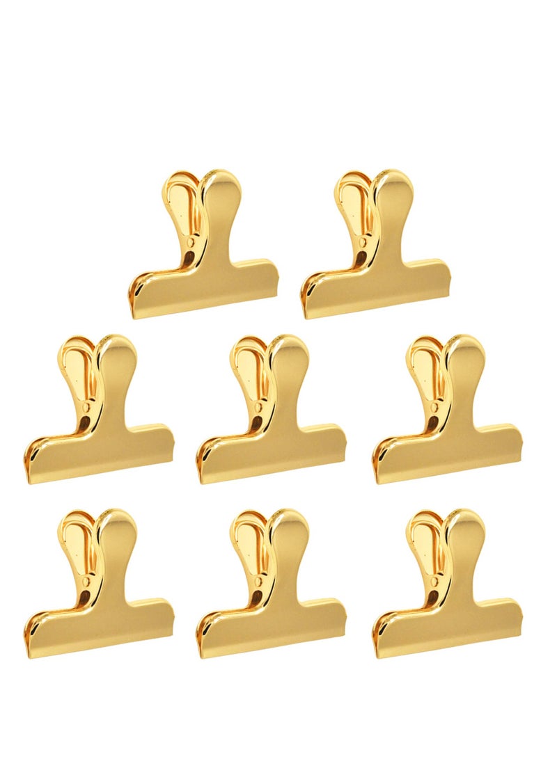 Zikra Bag Clips, 8Pcs Shiny Gold Bag Clips, Stainless Steel Heavy Duty Metal Bag Clip, Tightly Seals Chip, Coffee, Bread or Cereal Bags to Keep Food Fresh, For Home, Kitchen, Office, Pantry, Camping (Gold) - Image 1