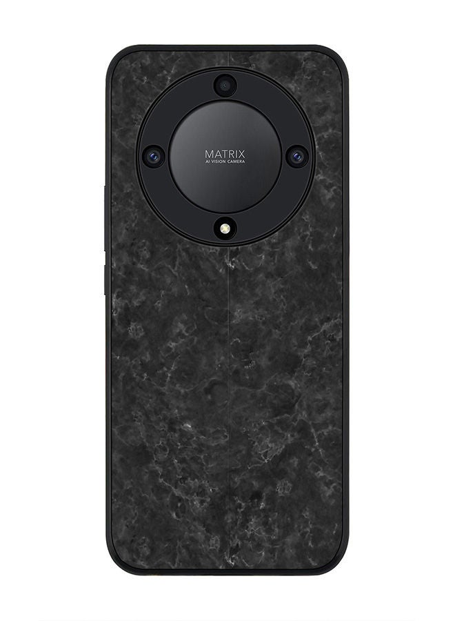 Stylizedd حافظة سوداء متينة لهاتف Honor X9a 5G - غلاف مرن من مطاط TPU بتصميم رقيق - نسيج رخام أسود - Image 1