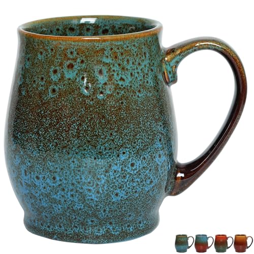 Bosmarlin Extra Large Ceramic Coffee Mug 24 Oz Dishwasher and Microwave Safe Big Oversized Tea Cup Reactive Glaze Blue - Image 1