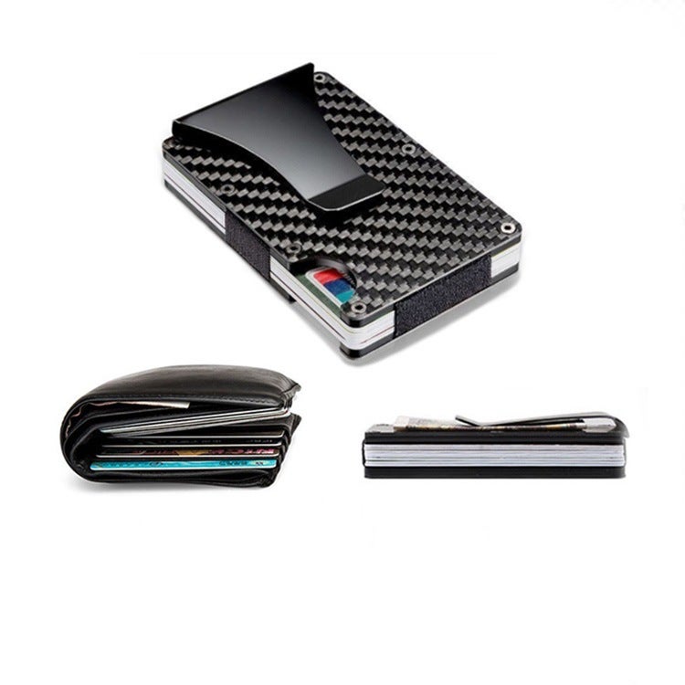 Explosive Carbon Fiber Card Package Metal Aluminum Wallet Rfid Anti-Theft Credit Card Holder - Image 5