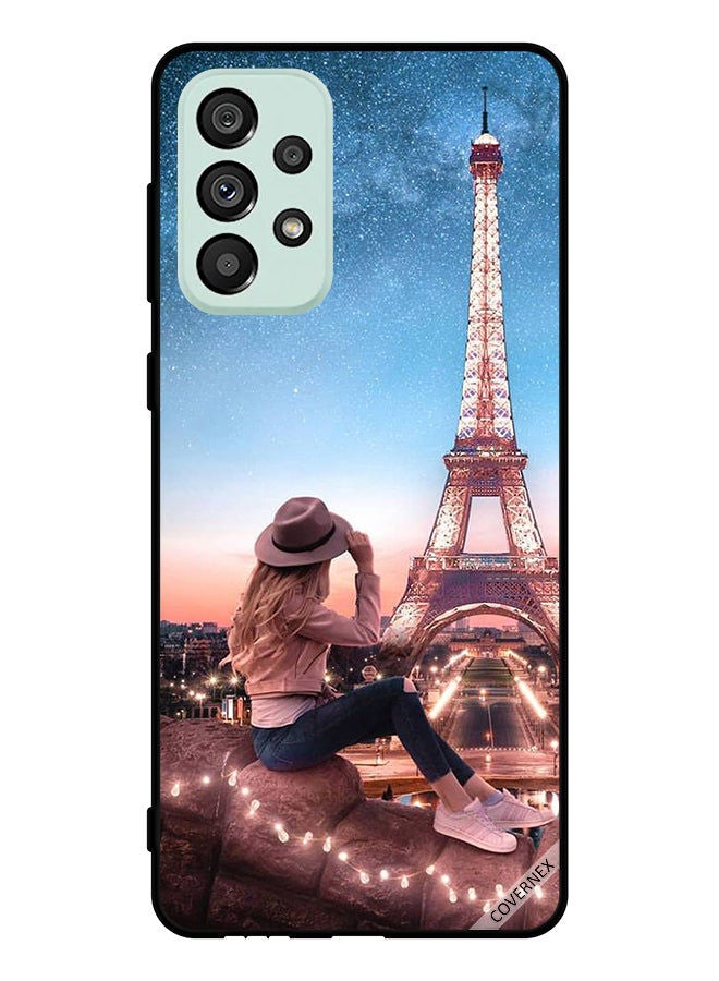 Covernex Protective Case Cover For Samsung Galaxy A73 5G   Hat Girl & Effiel Tower - Image 1