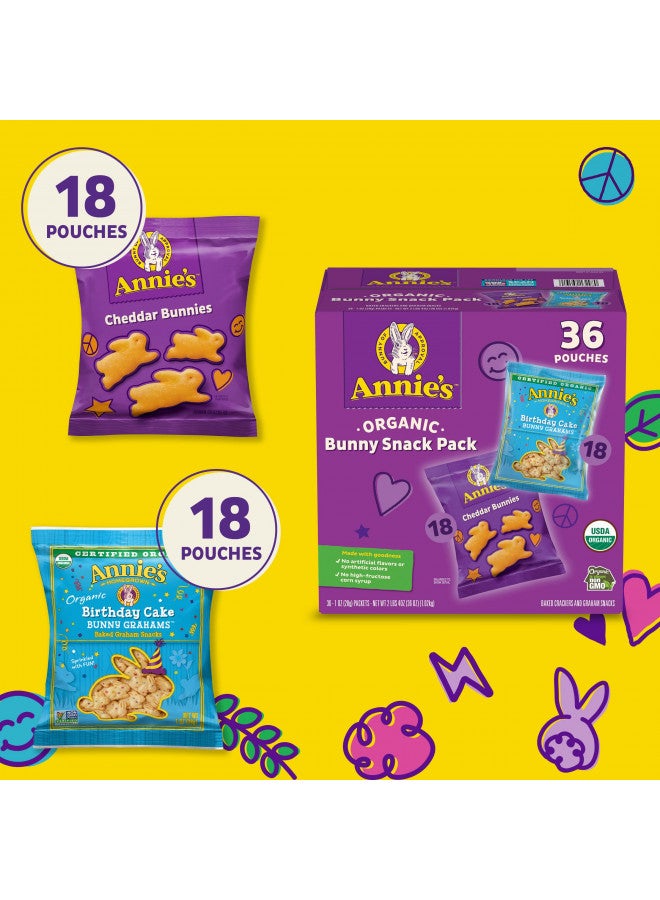 Annie's Organic Birthday Cake Bunny Grahams and Cheddar Bunnies Snack Pack 36 Count, 36 oz - Image 5
