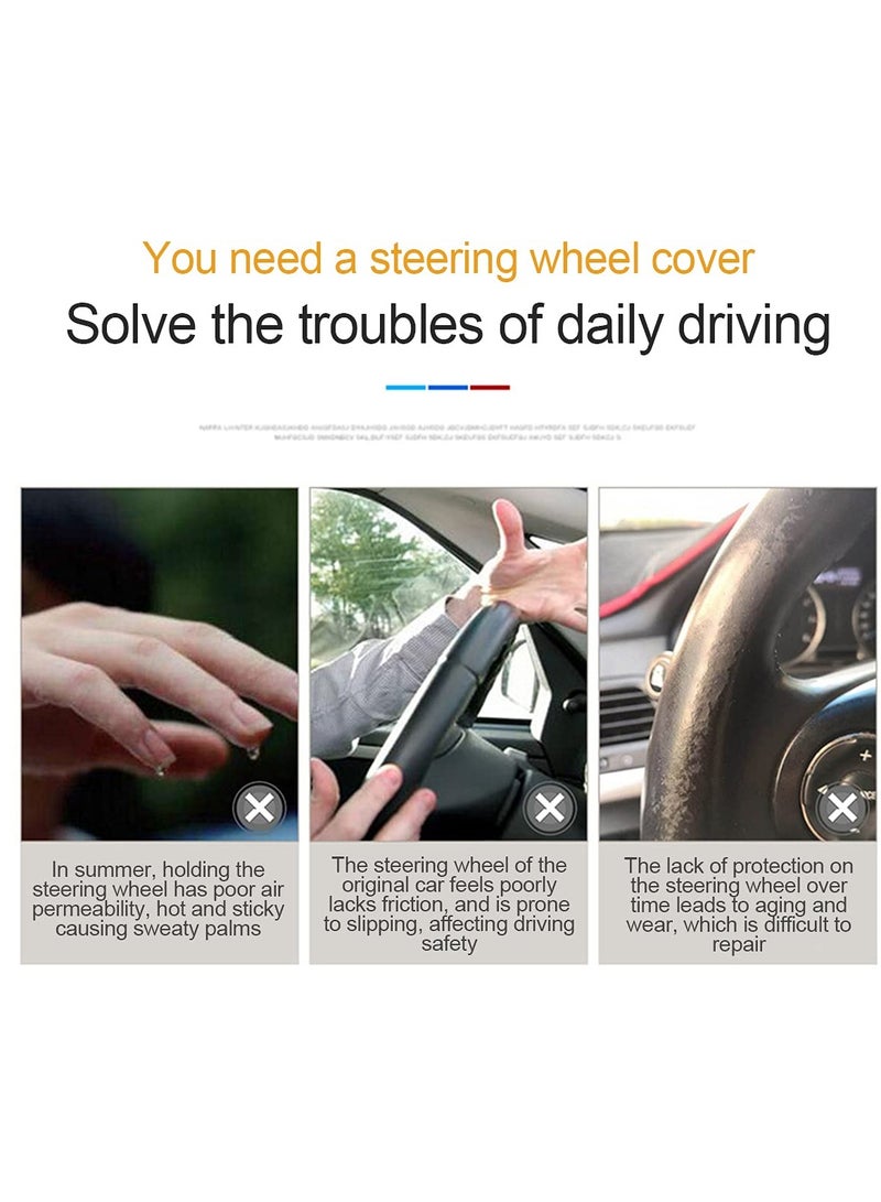 Car Steering Wheel Cover, Auto Car Stretch Steering Wheel Protector, Universal 15 Inch Fit, Breathable Odorless Steering Wheel Cover, for Men Women - Image 4