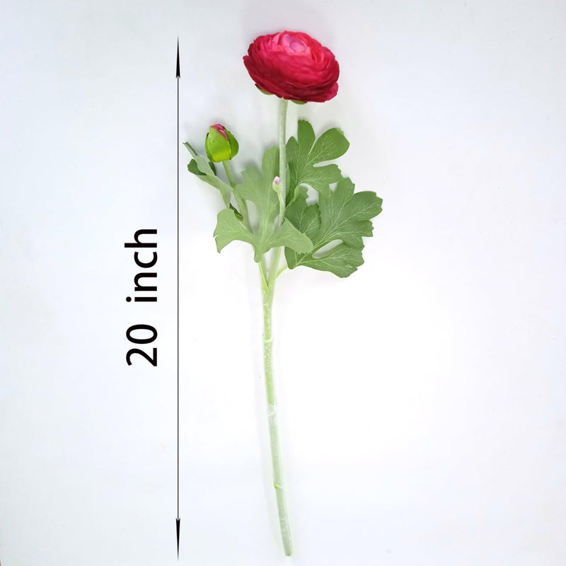 ATFL 6 Pcs Purplish Red Ranunculus Artificial Flowers,Artificial Faux Silk Ranunculus Flowers with Real Touch Stems,Fake Peony Flowers for Floral Arrangements DIY Wedding Bouquet Party Table Home Decor - Image 3