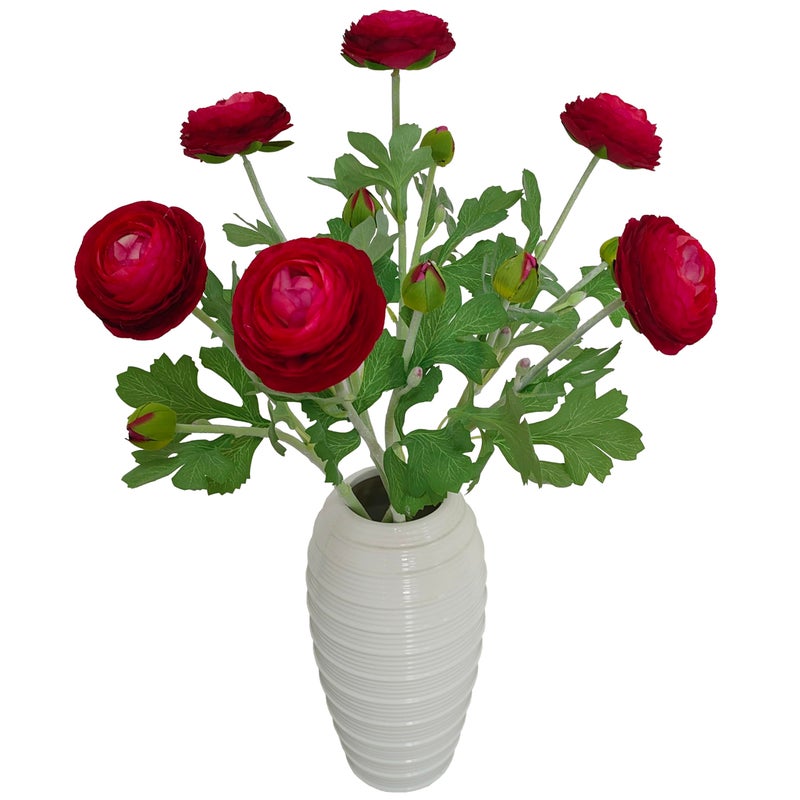 ATFL 6 Pcs Purplish Red Ranunculus Artificial Flowers,Artificial Faux Silk Ranunculus Flowers with Real Touch Stems,Fake Peony Flowers for Floral Arrangements DIY Wedding Bouquet Party Table Home Decor - Image 5