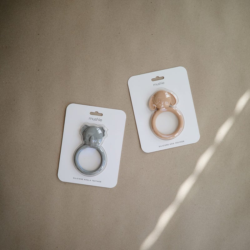 mushie Silicone Baby Teether Toy | Dog Brown - Image 3