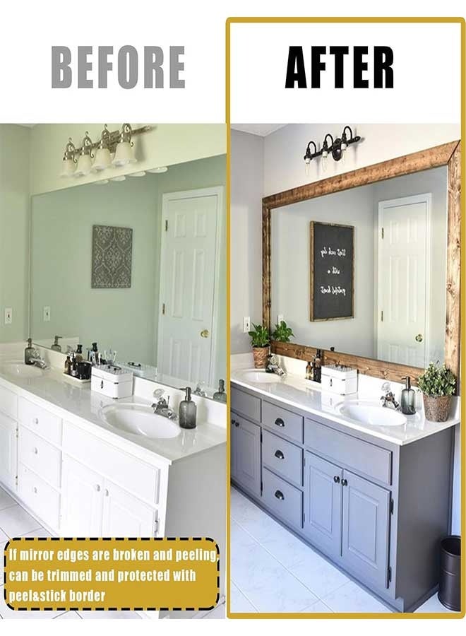 رَوَائِد ملصق حدود ورق جدران بنقشة خشب بني بطول 32.8 قدم، لاصق ذاتيًا وقابل للإزالة، مقاوم للماء، مناسب للحمام وإطارات المرايا. - Image 3