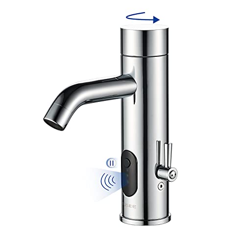 TUSEE Manual and Automatic Faucet, Touchless Bathroom Faucet with One Temperature Control Rod, Chrome, TS-5303C - Image 1