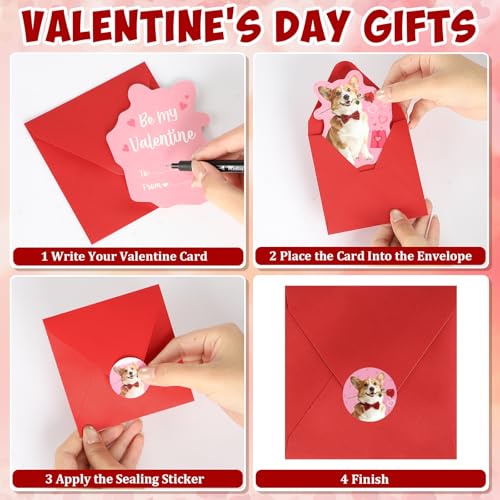 Sealmic 48 Sets Assorted Dog Valentines Cards for Kids Classroom School Cute Puppy Valentine Days Cards with Envelops Stickers Greeting Cute Pet Love Cards for Girls Boys Kids Party Gift Exchange Brithday Supplies Favors Double Sided Printing - Image 3