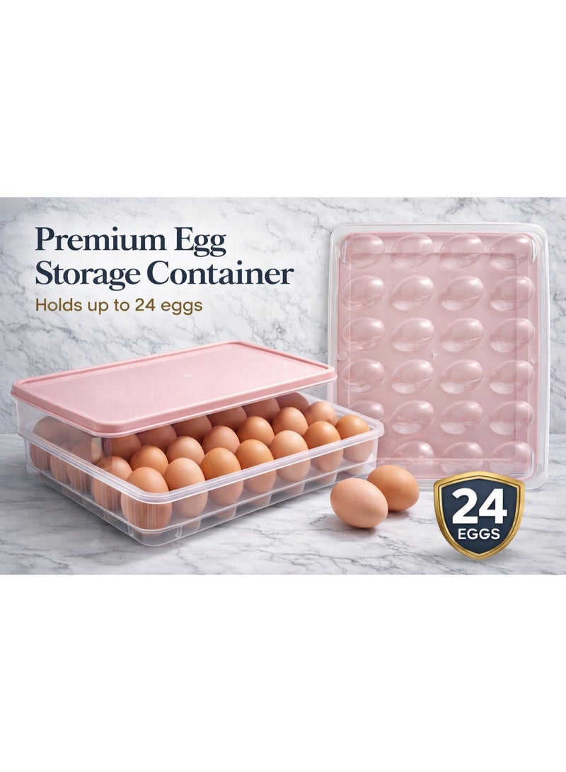 Fikriyah Premium 24-Egg Storage Container with Lid – Clear Plastic Refrigerator Egg Holder Organizer, Stackable Egg Tray for Fridge, Durable & Space-Saving Kitchen Storage Box - Image 1