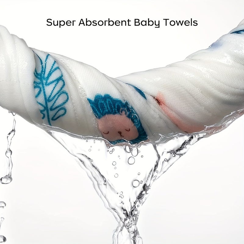 4 Layer Soft Cotton Hooded Bath Towel With Rabbit Print For Youngsters Absorbent Adjustable Straps White Pastel Colors - Image 4