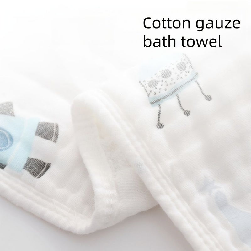 4 Layer Soft Cotton Hooded Bath Towel With Rabbit Print For Youngsters Absorbent Adjustable Straps White Pastel Colors - Image 5