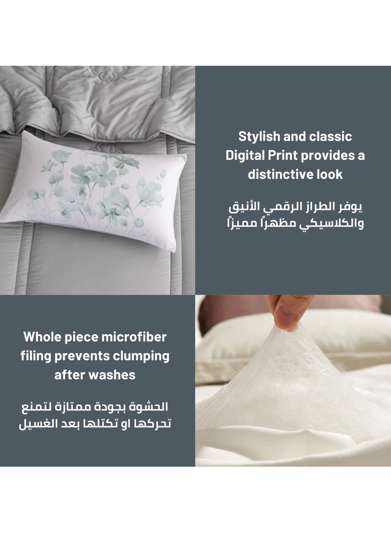 Donetella Comforter Set 6-Pcs King Size Digital Printed Bed Set Fits (200 x 200 Cm) All Season 350 GSM Set With Down Alternative Filling, Grey  - Image 3