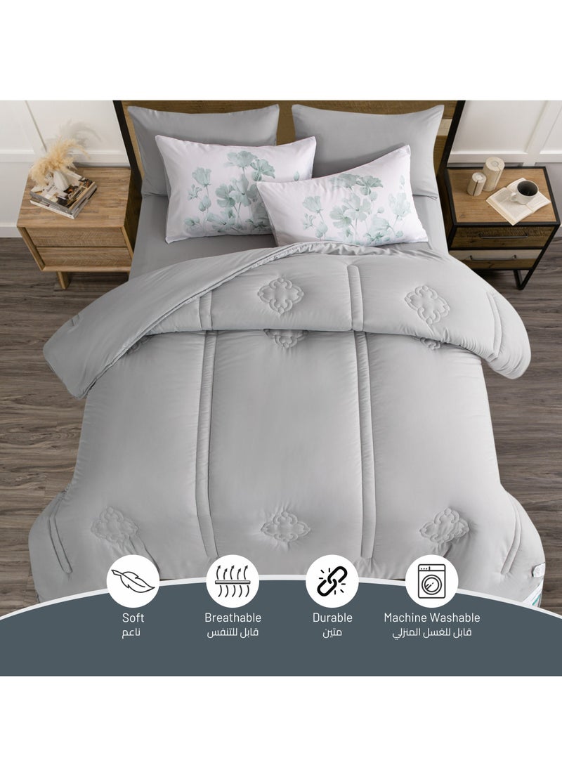 Donetella Comforter Set 6-Pcs King Size Digital Printed Bed Set Fits (200 x 200 Cm) All Season 350 GSM Set With Down Alternative Filling, Grey  - Image 5