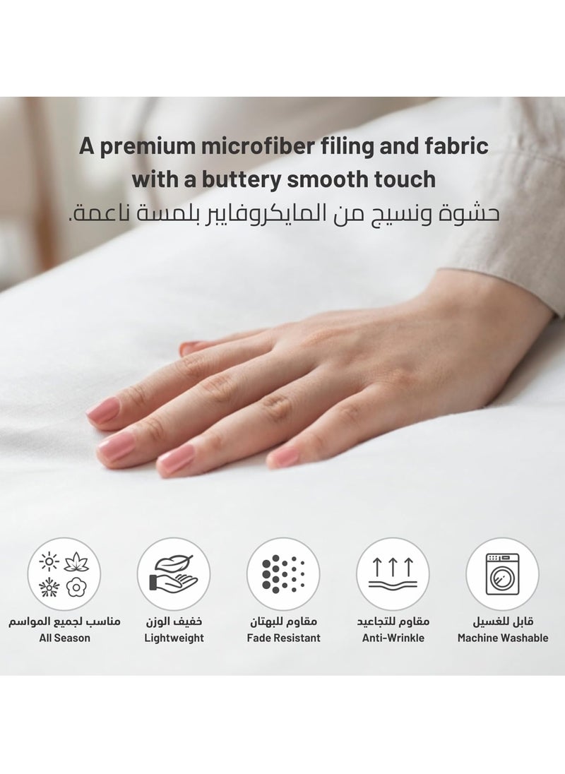 Comforter Set 6-Pcs King Size Digital Printed Bed Set Fits (200 x 200 Cm) All Season 350 GSM Set With Down Alternative Filling, Grey