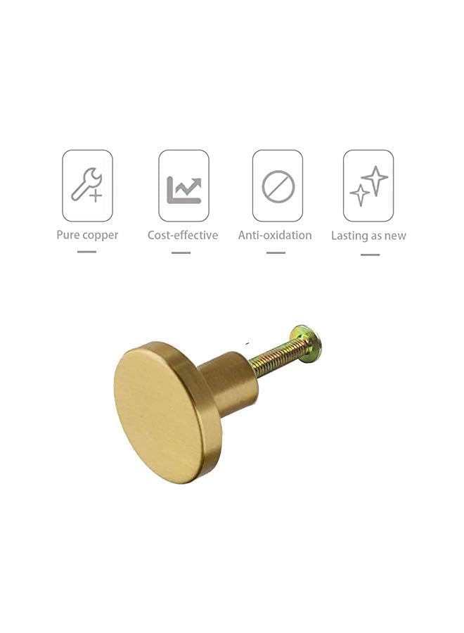 promass 4 Pcs Solid Brass Round Single Hole Small Handle, Cupboard Door Round Handle Brass Knob with Screws, Home Decorating for Wardrobe Door, Cabinet Doors and Home Decorating, Gold (20mm x 25mm) - Image 5