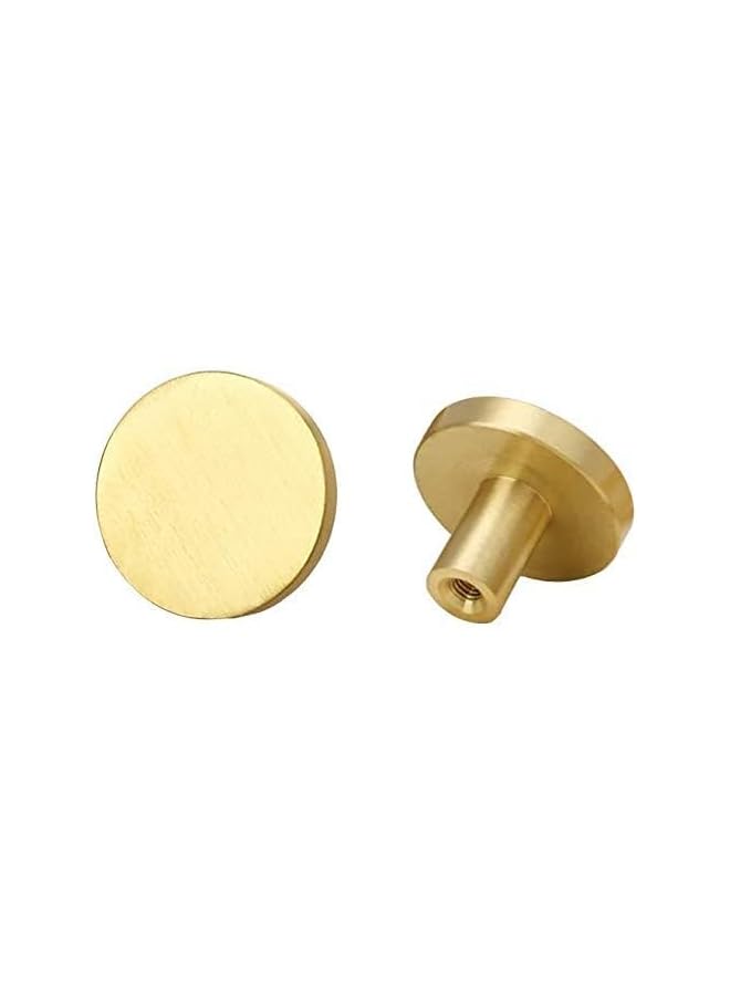 promass 4 Pcs Solid Brass Round Single Hole Small Handle, Cupboard Door Round Handle Brass Knob with Screws, Home Decorating for Wardrobe Door, Cabinet Doors and Home Decorating, Gold (20mm x 25mm) - Image 1