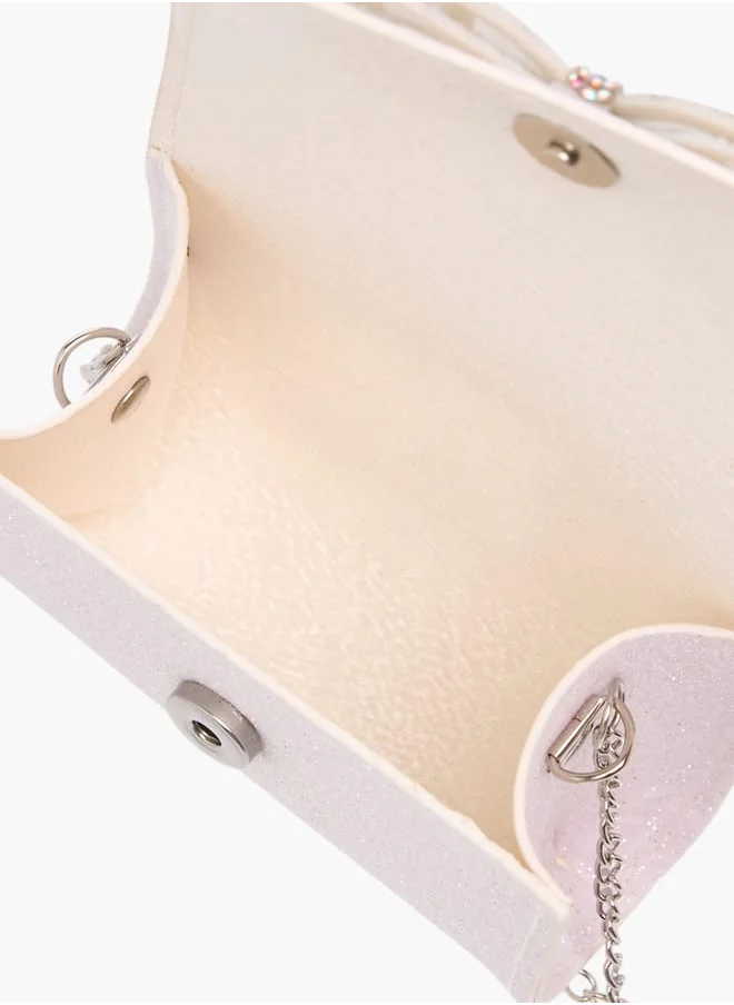 Flora Bella By Shoexpress Girls Bow Detail Embellished Sling Bag With Magnetic Closure Ramadan Collection