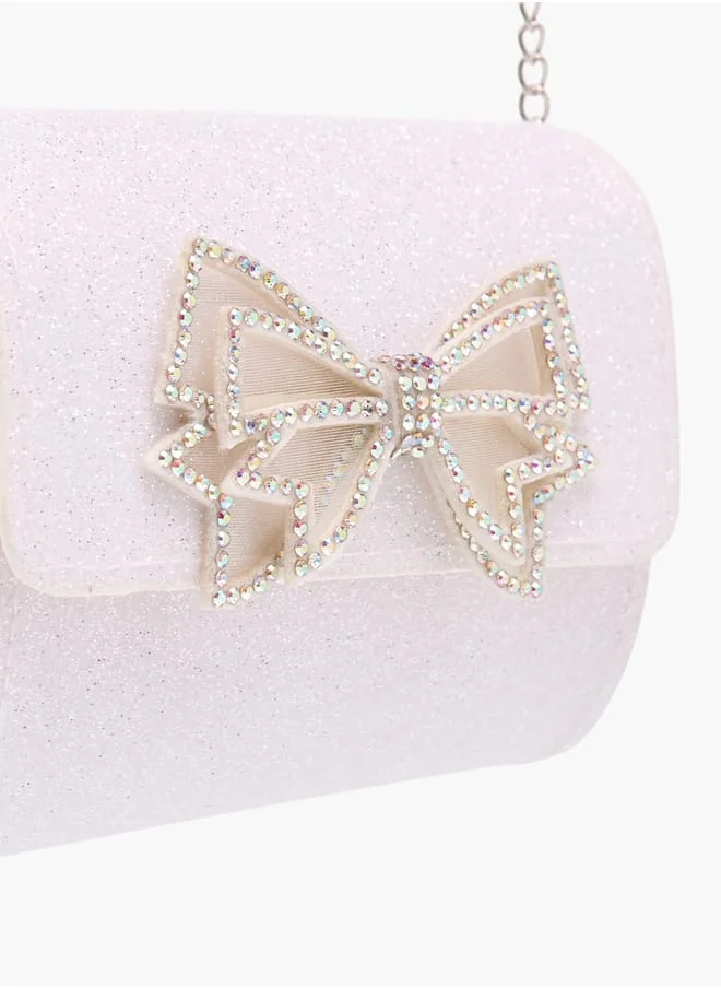 Flora Bella By Shoexpress Girls Bow Detail Embellished Sling Bag With Magnetic Closure Ramadan Collection