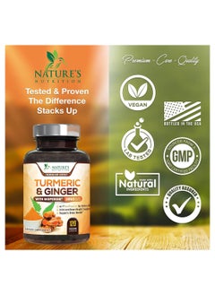 Nature's Nutrition Turmeric Ginger Supplement With 95% Curcuminoids Bioperine Ginger Cellulose Silicon Dioxide 1950 Mg 120 Capsules  - Image 5
