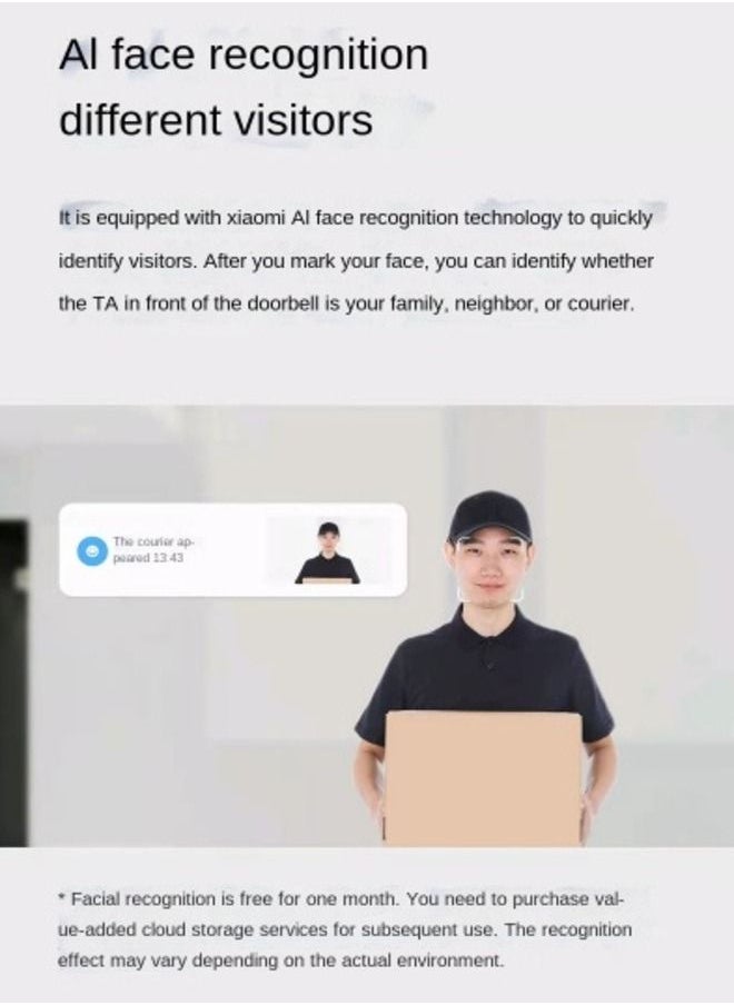 Xiaomi - Xiaomi Smart Doorbell 3 With 2K HD Resolution Video Camera 180° Full View AI Humanoid Recognition Calling Bell Real-time View Infrared Lights Two-way Communicate Wireless Door Bell - Image 1