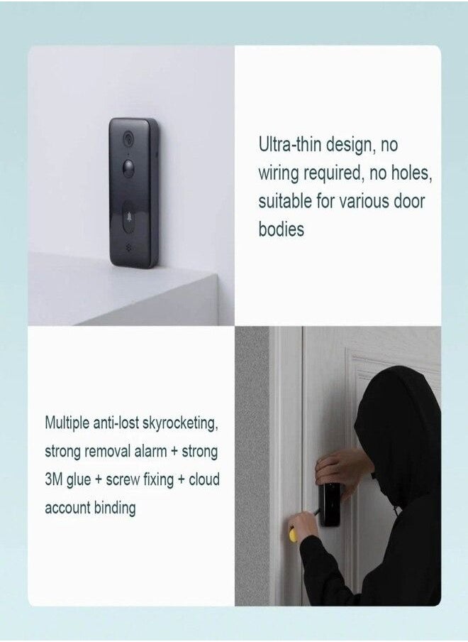 Xiaomi - Xiaomi Smart Doorbell 3 With 2K HD Resolution Video Camera 180° Full View AI Humanoid Recognition Calling Bell Real-time View Infrared Lights Two-way Communicate Wireless Door Bell - Image 1