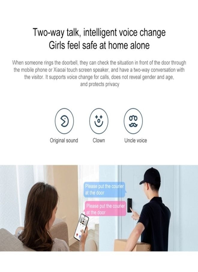 Xiaomi - Xiaomi Smart Doorbell 3 With 2K HD Resolution Video Camera 180° Full View AI Humanoid Recognition Calling Bell Real-time View Infrared Lights Two-way Communicate Wireless Door Bell - Image 1