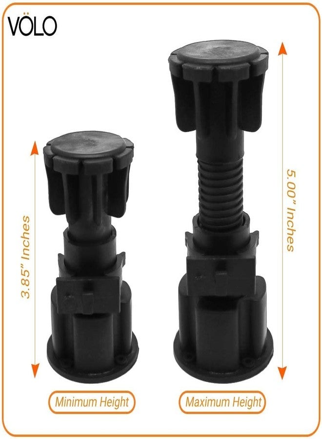 HYDERON Adjustable PVC Furniture Legs - Durable Sofa and Cabinet Leveler Legs, Adjustable Height from 3-4/5" to 5" for Sofa, Couch, Chair, and Cabinets | Sleek Black Finish | (Pack of 4 Pieces) - Image 3
