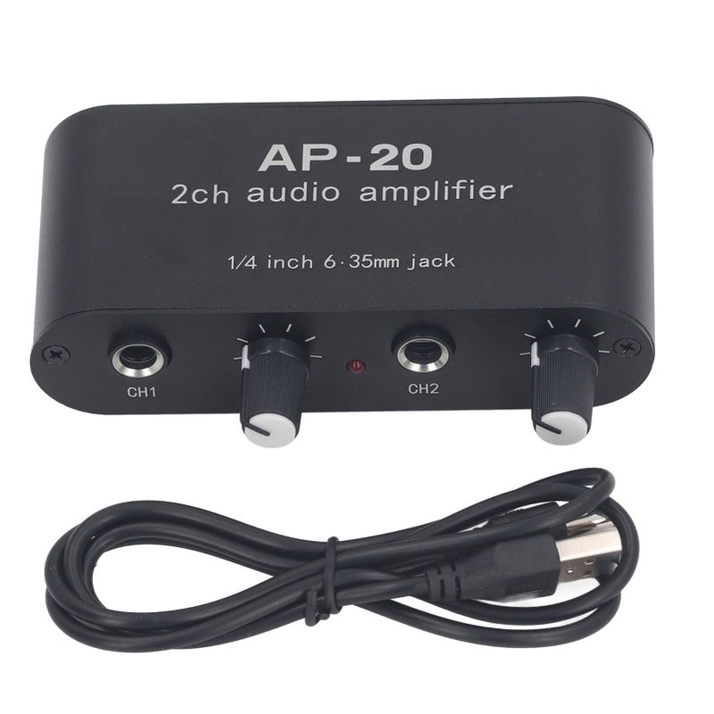 Aluminum Alloy 2 Channel Sound Amplifier Balanced Input 6.5mm Preamplifier with 020db Gain Adjustment - Image 2