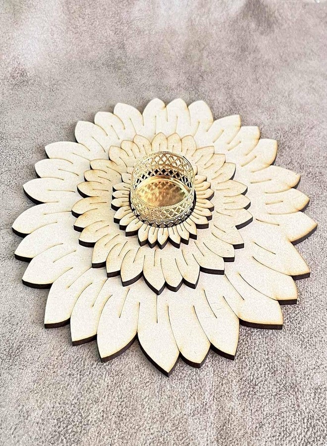 Adikala Engraved Sunflower Design Tea Light Holder Set of 2 - Image 2
