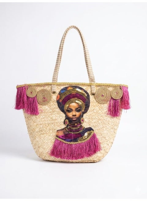 Tribal Chic Straw Beach Bag -Summer New Fashionable Handbag, Shoulder Bag, Tote Bag With Large Capacity And High Quality For Women
