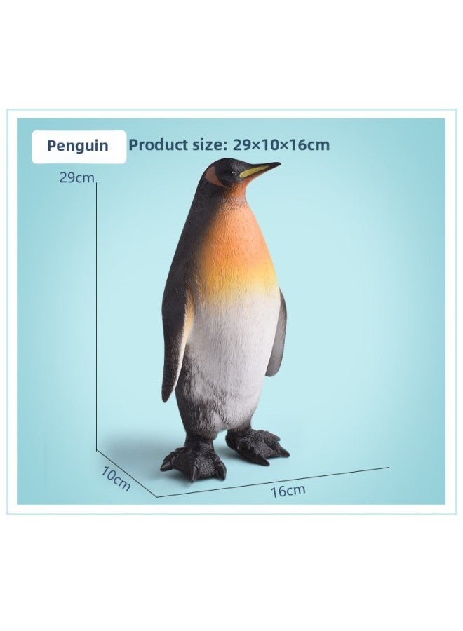 Large Soft Silicone Realistic Ocean Animal Models Children's Toys Great White Shark Dolphin Seal Lion Shark Torpedo-Color:Soft Large Penguin - Image 1