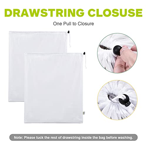 OTraki 2 Pack Mesh Laundry Bag 20x24 Inch Heavy Duty Laundry Fine Mesh Bags Dirty Clothes Drawstring Laundry Wash Bag Delicates Net Storage Travel Bag Machine Washable for College Home Dorm White - Image 4