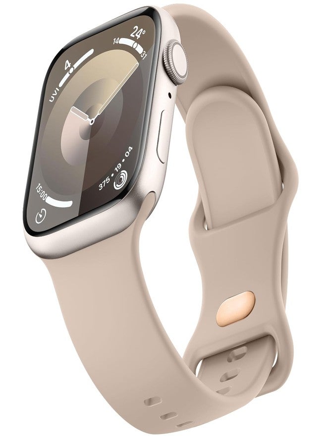 Mugust Sport Bands Compatible with Apple Watch Band 41mm 40mm 38mm, Silicone Waterproof Strap for Apple Watch SE2 SE Series 10 9 8 7 6 5 4 3 Women Men, Beige, 38/40/41/42mm(Series 10) - Image 1