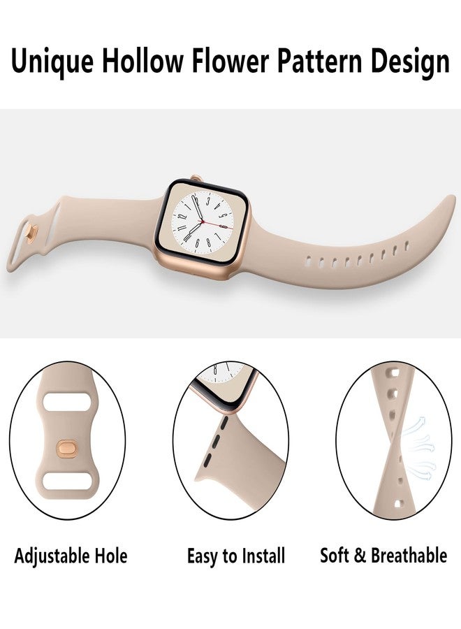 Mugust Sport Bands Compatible with Apple Watch Band 41mm 40mm 38mm, Silicone Waterproof Strap for Apple Watch SE2 SE Series 10 9 8 7 6 5 4 3 Women Men, Beige, 38/40/41/42mm(Series 10) - Image 4