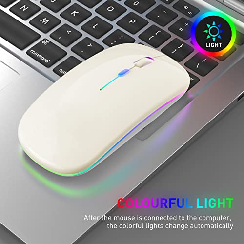 PEIBO Bluetooth Wireless Mouse for Laptop mac MacBook ipad MacBook air MacBook pro pc Desktop Computer Windows Chromebook Notebook (Cream White) - Image 3