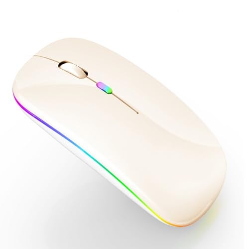 PEIBO Bluetooth Wireless Mouse for Laptop mac MacBook ipad MacBook air MacBook pro pc Desktop Computer Windows Chromebook Notebook (Cream White) - Image 1
