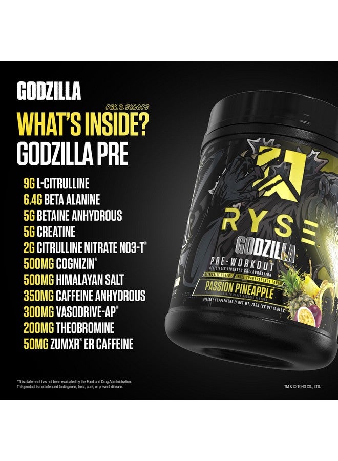 RYSE Up Supplements Ryse Godzilla X Noel Deyzel Pre Workout Powder - Passion Pineapple - 400mg Caffeine, High Stim Pre-Workout for Men & Women with Citrulline & Beta Alanine - Energy, Pump & Focus - 40 Servings - Image 4