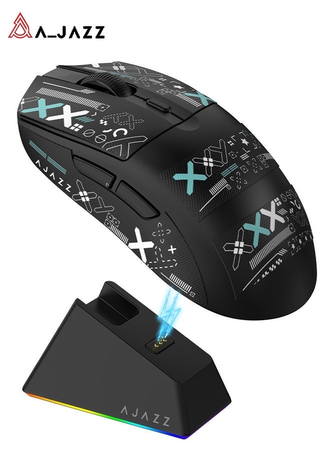 A-jazz AJ139 V2 MC Wireless Gaming Mouse, RGB Charging Dock, PAW3311 Sensor, Lightweight Design, 22,000 DPI, Three Connection Modes (Bluetooth/2.4 GHz/Wired), 5 Programmable Buttons, Compatible with PC/Mac - Black - Image 1