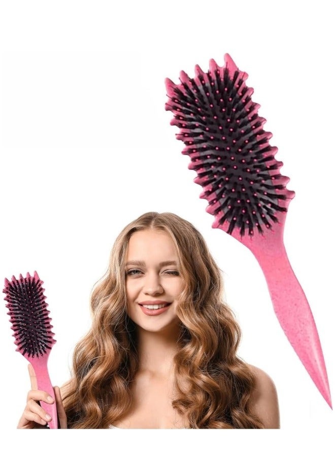 Loquat 2024 New Curly Hair Brush, Bounce Curl Define Styling Brush, Wet Dry Detangler Hair Brush,The Essential Tool For Shaping And Styling Your Curls, Achieve Perfectly Defined Curls (Rose Red) - Image 1